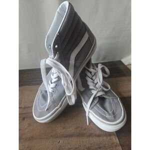 Vans Gray High Top Off The Wall Sneakers Men's Sz 6 Womens Sz 7.5 Skate Shoes